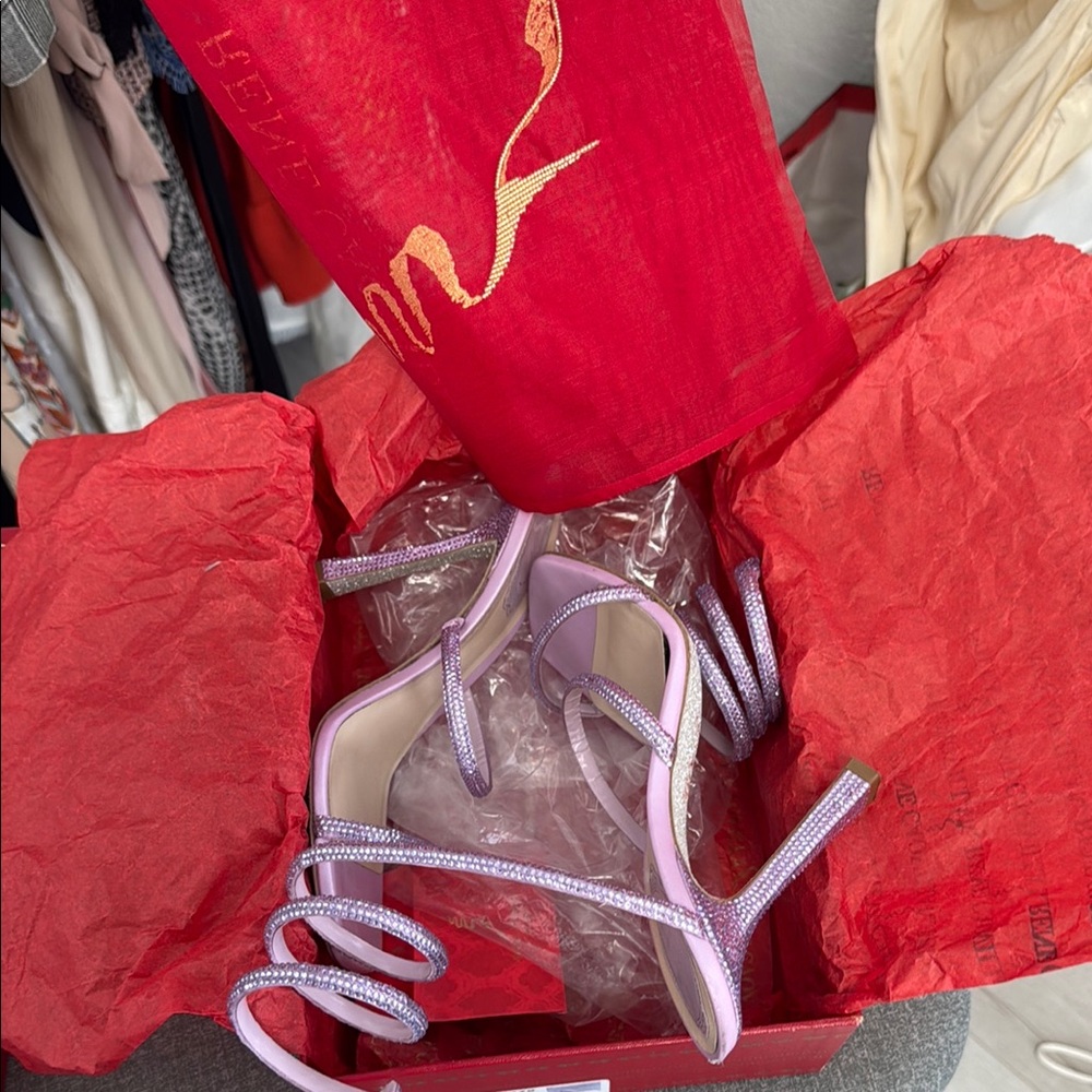 Rene Caovilla Purple Crystal Embellished Heels